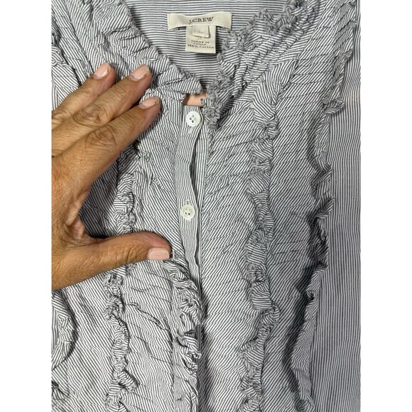 J.Crew Long Sleeve Button Up Shirt Women's Large size 10 Pleated Front Collar - Picture 6 of 9